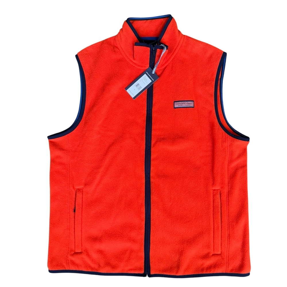 NWT Vineyard Vines Bright Orange Fleece Vest